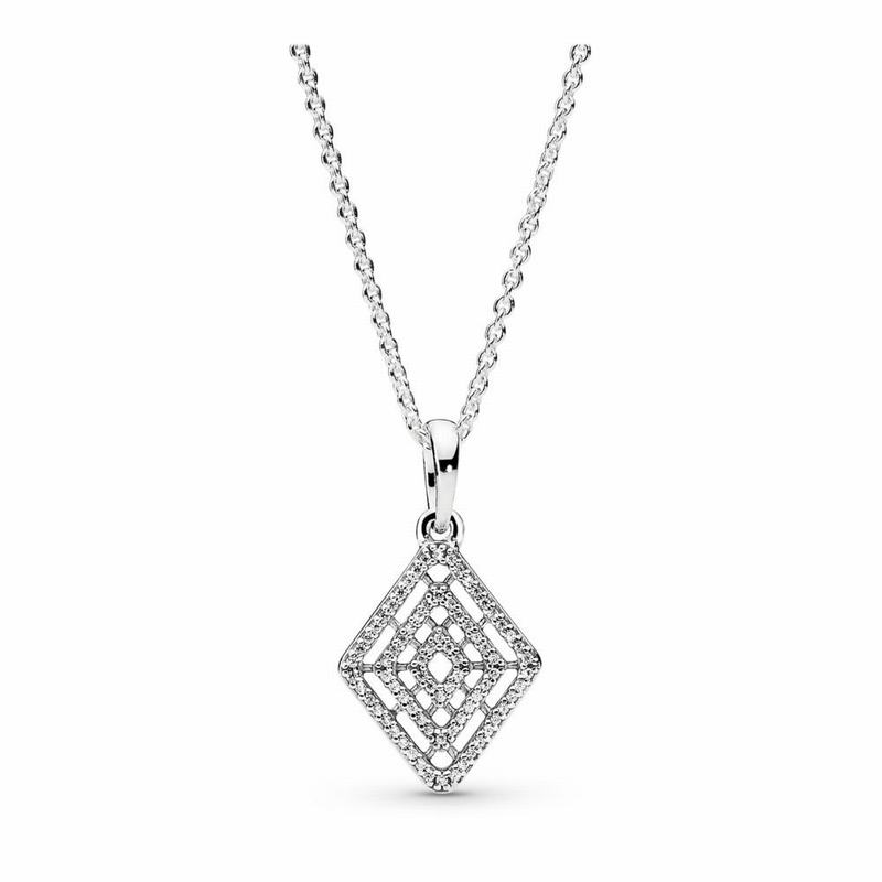 Pandora Geometric Lines Necklace & Pendant Silver Egypt YU8635720